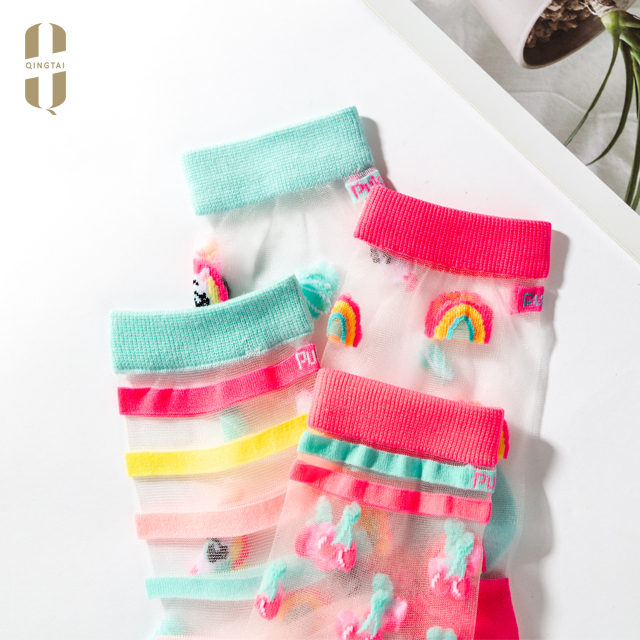 Girls ladies fashion beautiful transparent glass socks