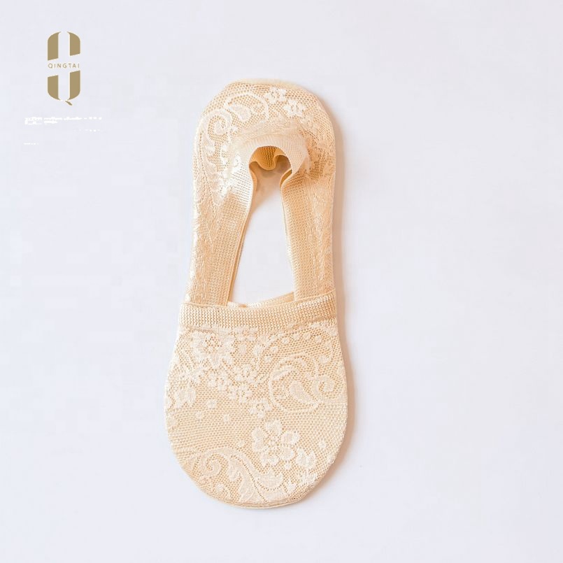 Lace low cut women boat socks antiskid no show invisible socks