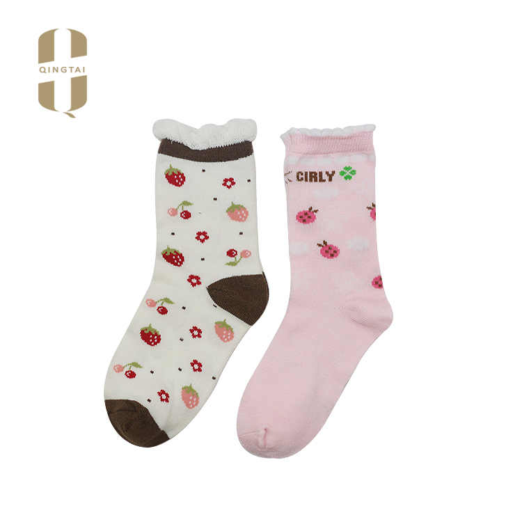 Wholesale 100% cotton colorful young teen girl tube socks with logo