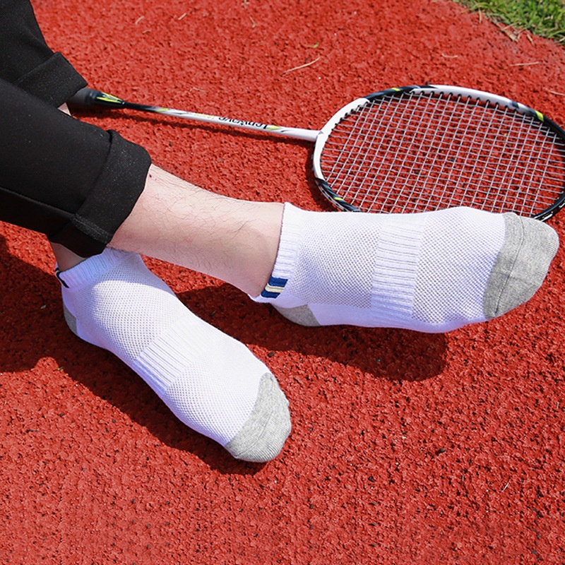 Factory custom men's cotton white ankle sport badminton socks
