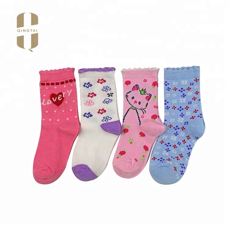OEM service cheap custom logo cartoon cute teen kid tube sock