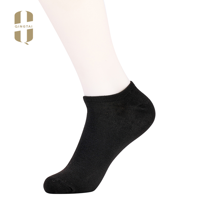 High quality black comfortable sock 100% cotton men ankle boat socks