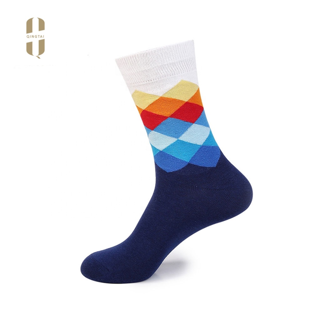 Wholesale custom made high quality fashion cotton happy feet socks