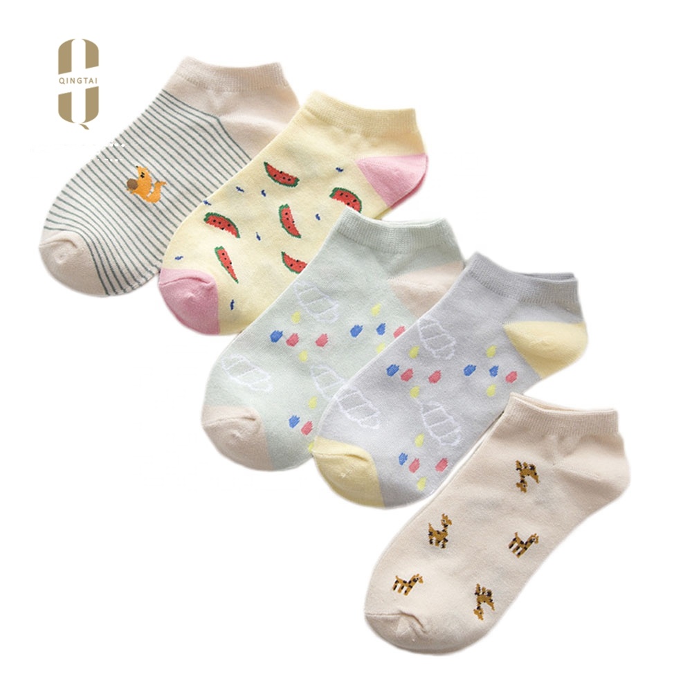 Custom women socks low cut stripe short ankle invisible cotton socks