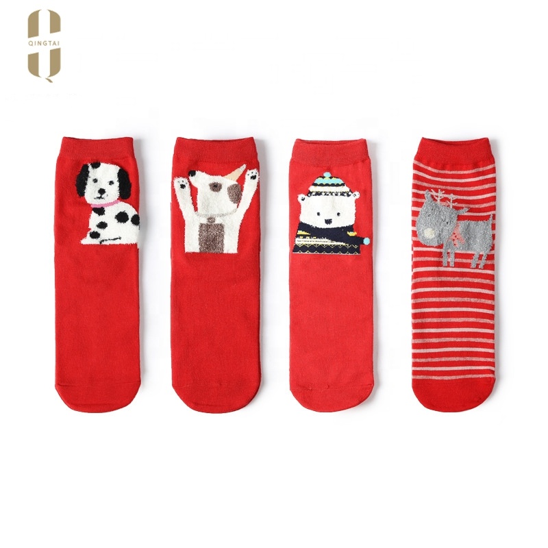 Custom Happy new year's 3d funny cartoon winter christmas socks crochet