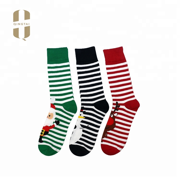 Quality chinese factory low price striped christmas men women socks