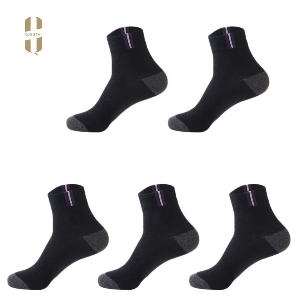 Custom men outdoor sports basketball white plain cotton athletic socks