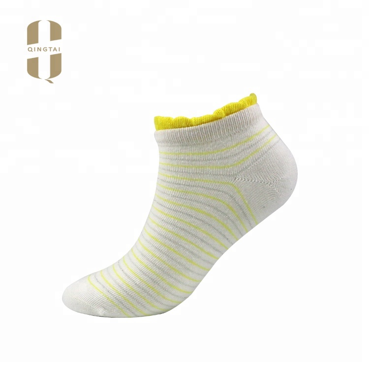 Low - cost custom stripe lace cotton ankle socks for women