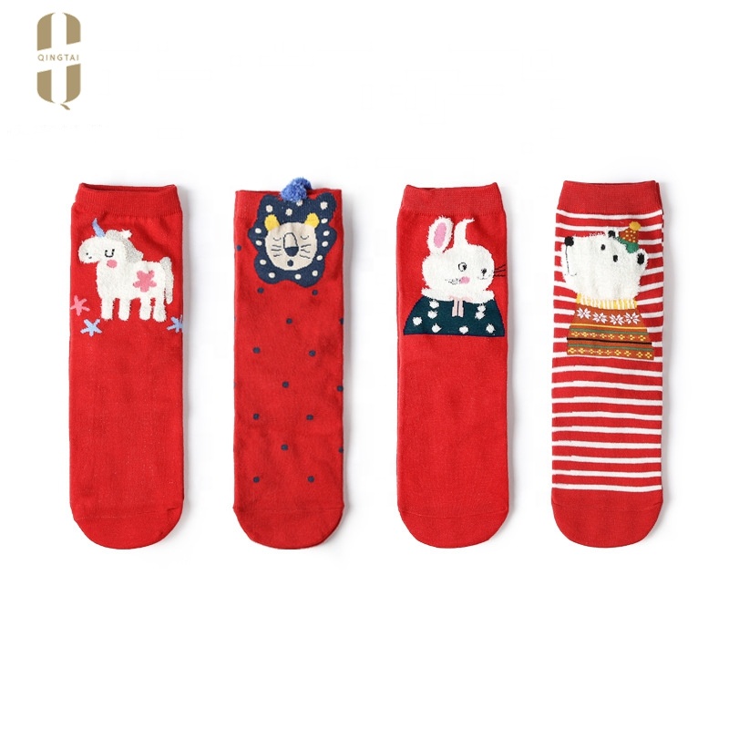 Custom Happy new year's 3d funny cartoon winter christmas socks crochet