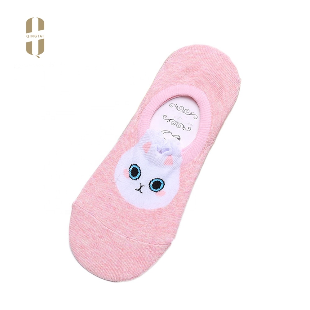 Wholesale breathable cartoon dog women 100% organic cotton tube socks