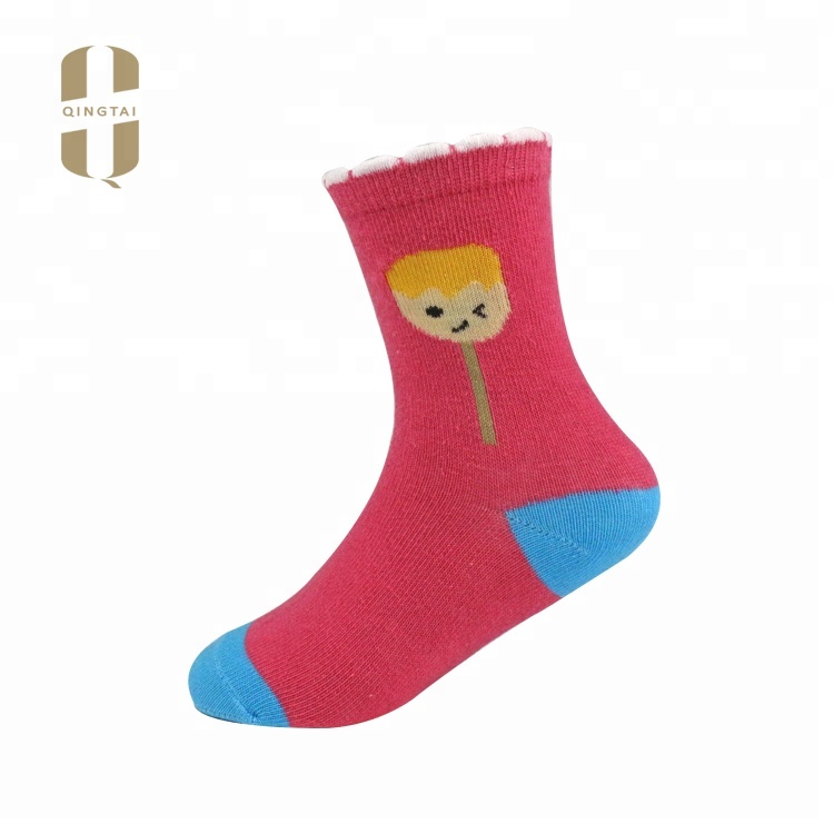 China factory custom logo young girl cartoon cute kid tube sock