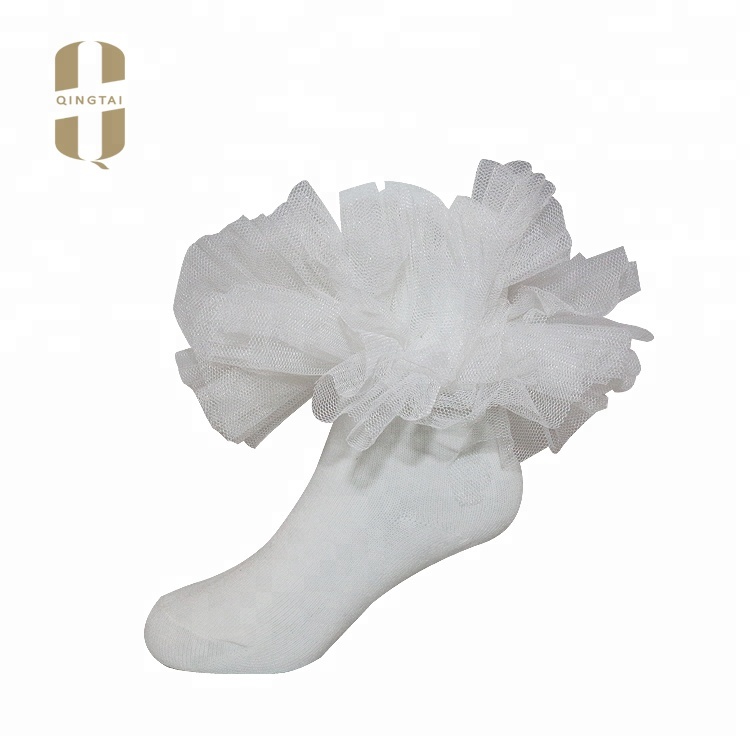 Cheap price white black solid color cotton kids lace baby socks