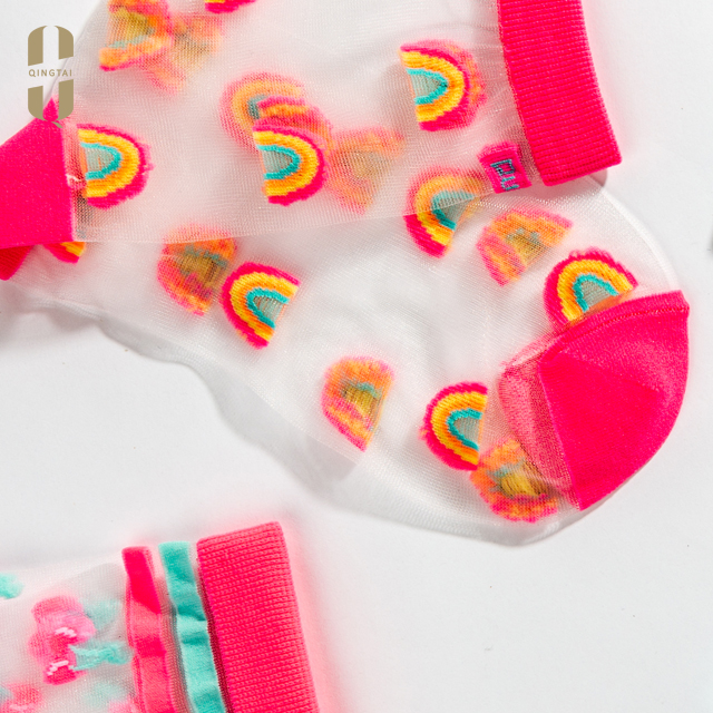 Girls ladies fashion beautiful transparent glass socks