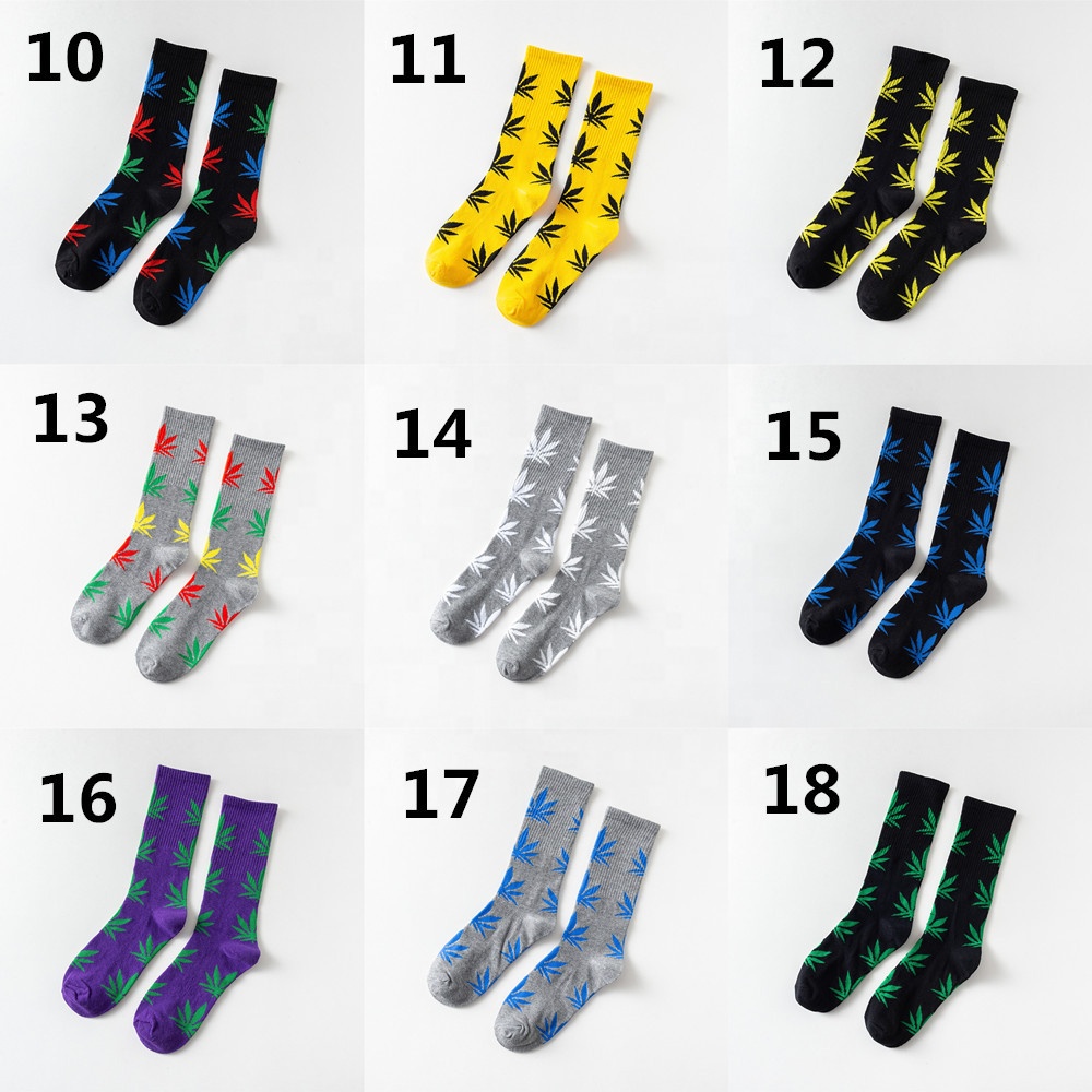Wholesale marijuana dress crew maple weed fashion leaf men women socks