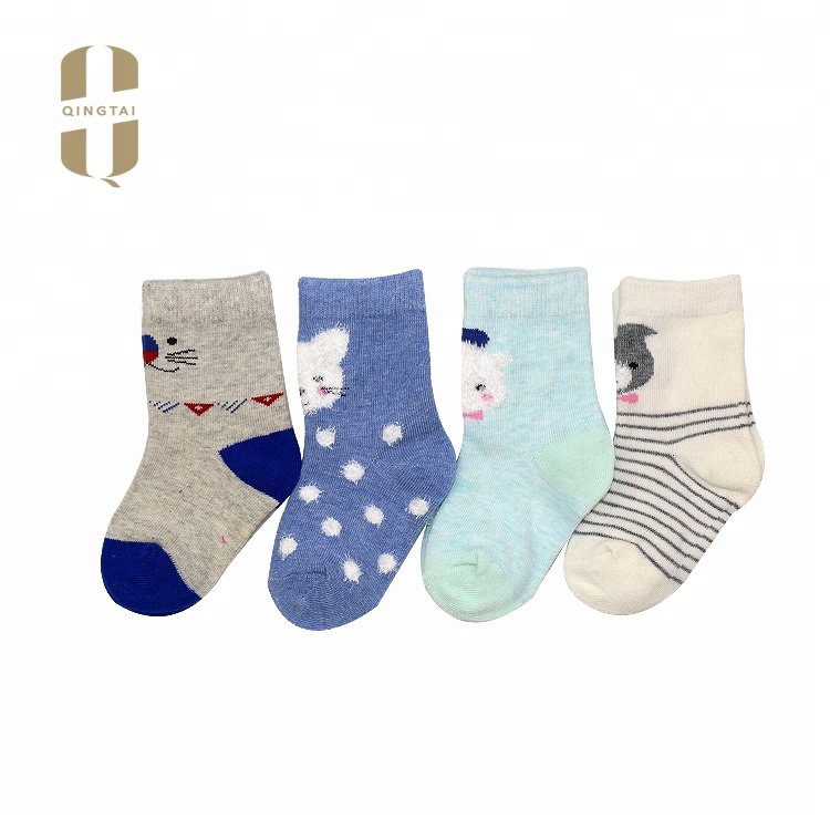 Wholesale custom low MOQ baby 100% organic cotton socks for boys girls