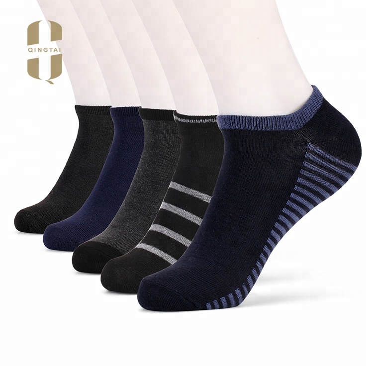 High quality black comfortable sock 100% cotton men ankle boat socks