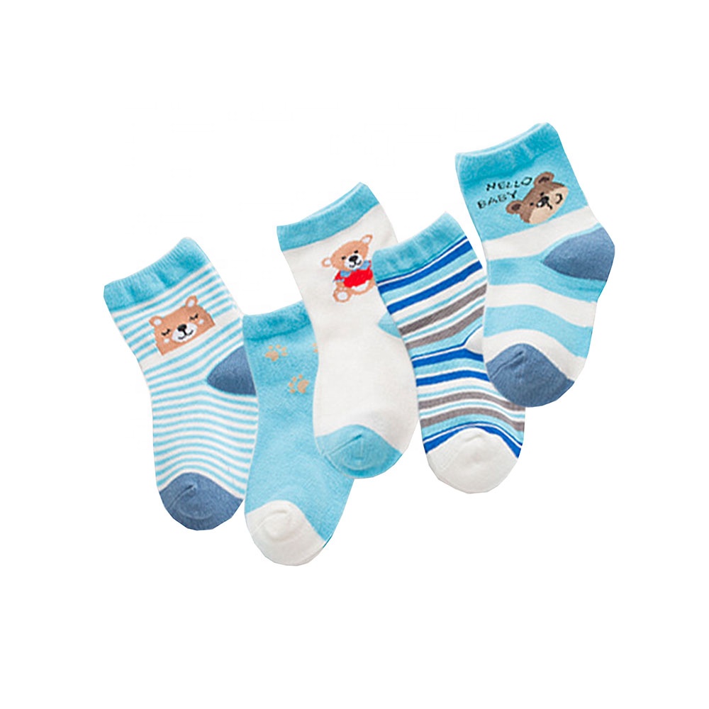 Custom logo colored white all cotton two stripes children kids socks