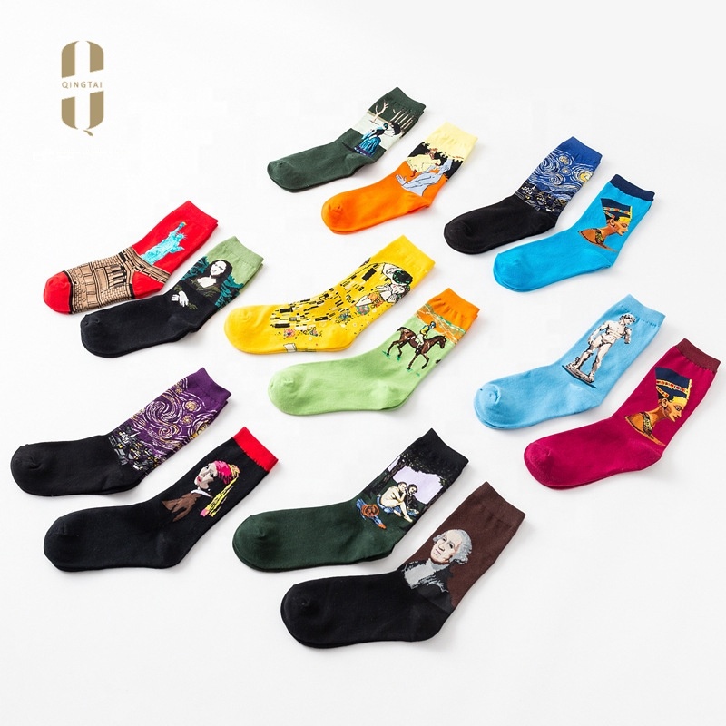 Custom design plaid cheap cotton crew men happy fashion socks