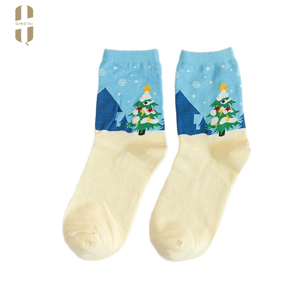 Wholesale funny colorful unisex santa claus reindeer christmas socks