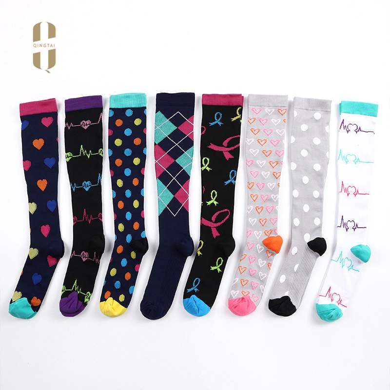 Wholesale custom logo nylon anti slip happy sport compression socks