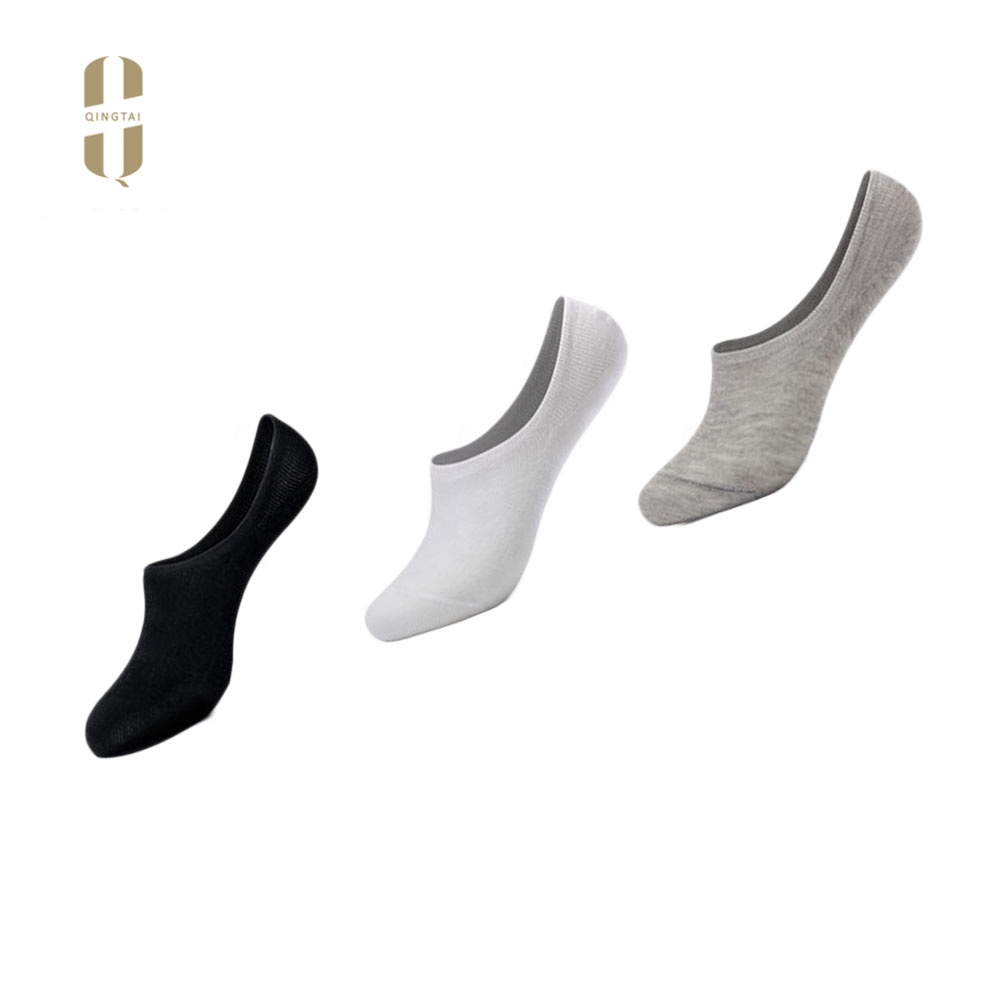 Wholesale invisible men's ship silicone rubber coated cotton socks