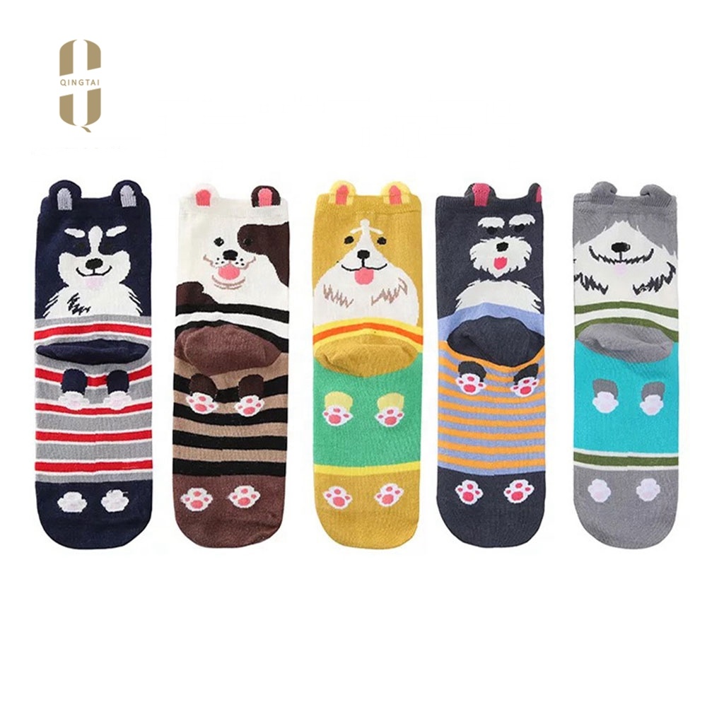 Custom hot sale cartoon animal cute dog 3d girls tube socks for women