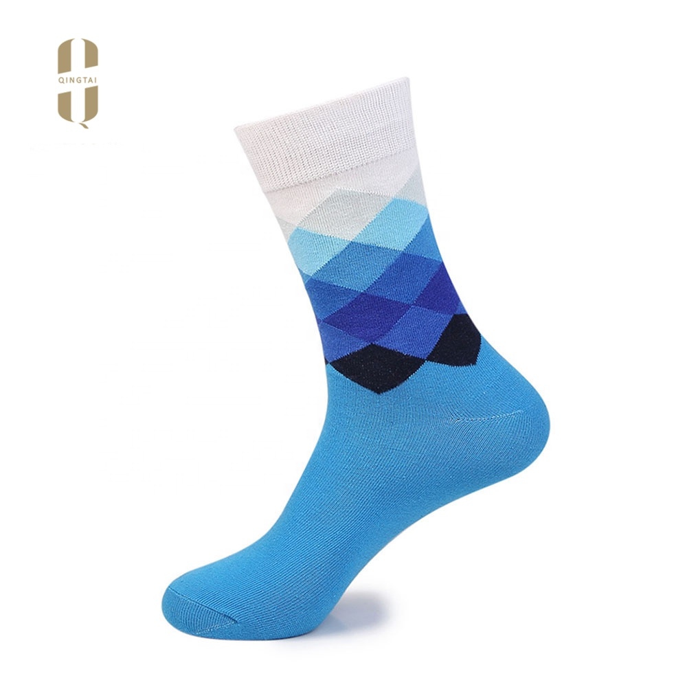 Wholesale custom your owm design colorful dress funny happy mens fashion socks
