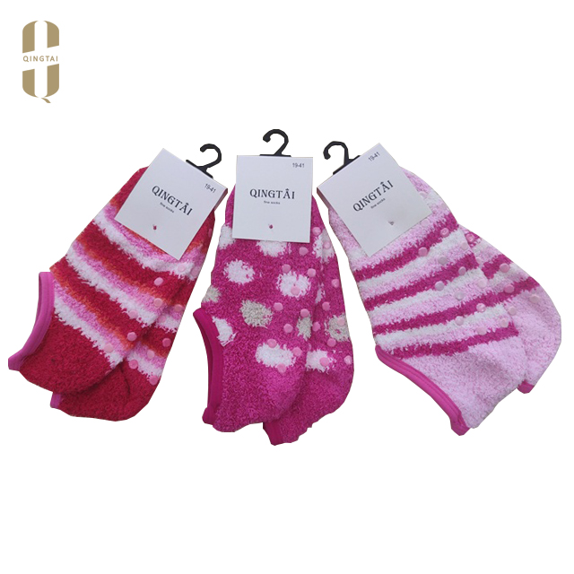 Girls ladies fashion beautiful warm cozy low cut socks with anti-slip