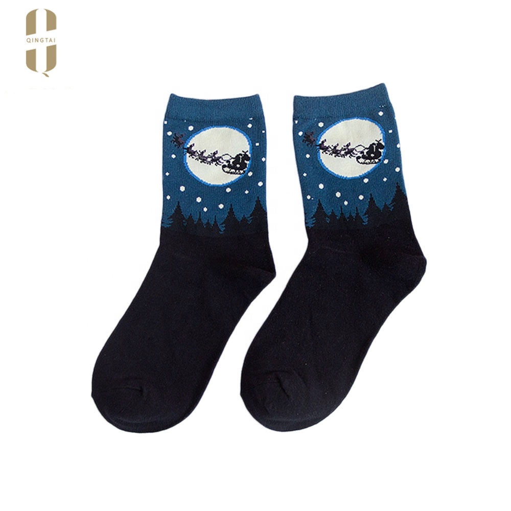 Wholesale funny colorful unisex santa claus reindeer christmas socks