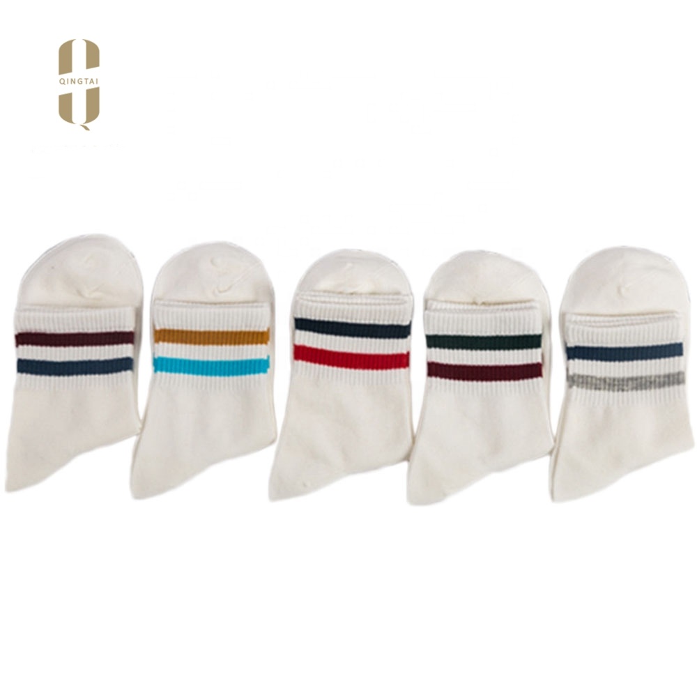 custom logo fashion striped soft cotton women ankle sock casual colorful socks