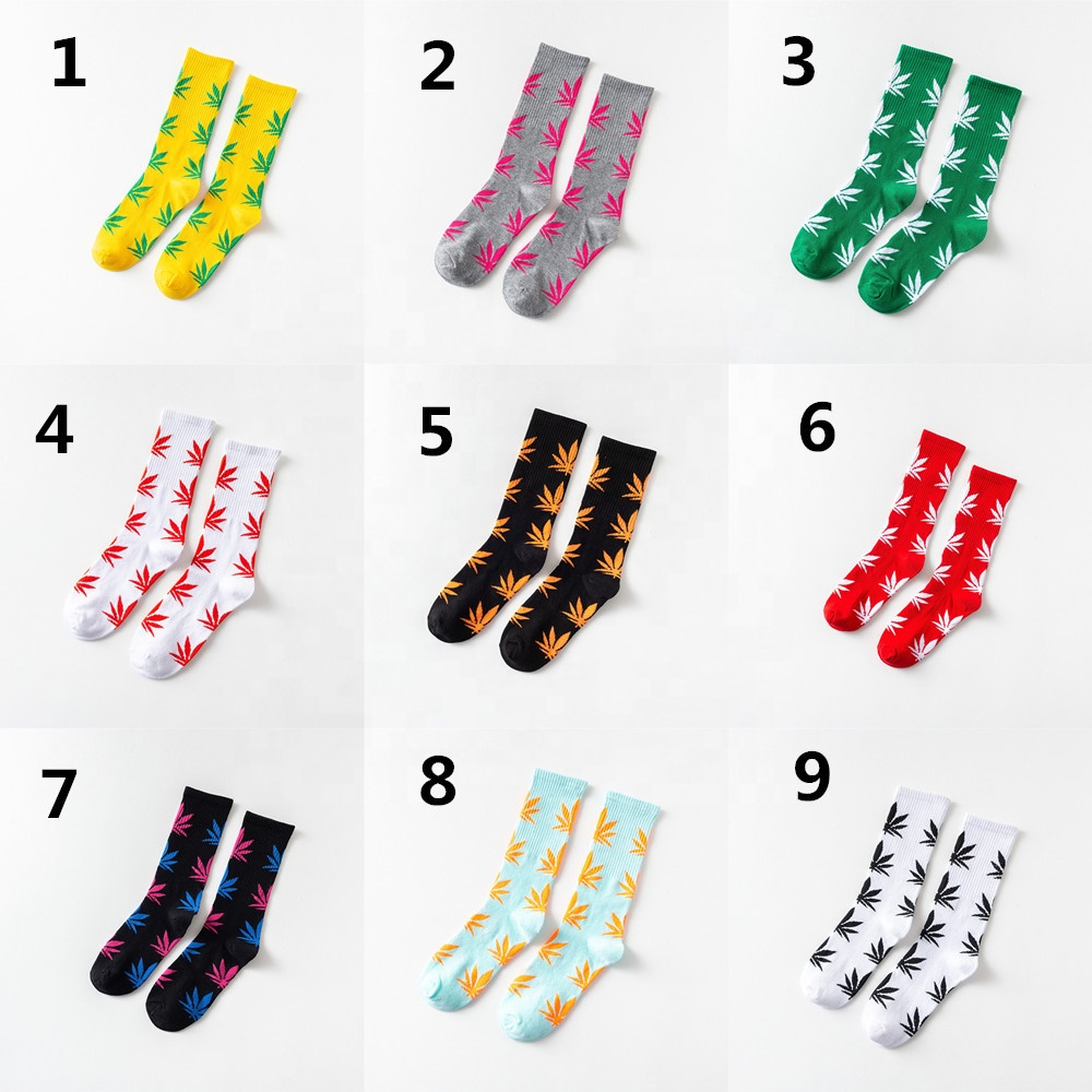 Wholesale marijuana dress crew maple weed fashion leaf men women socks