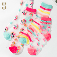 Girls ladies fashion beautiful transparent glass socks