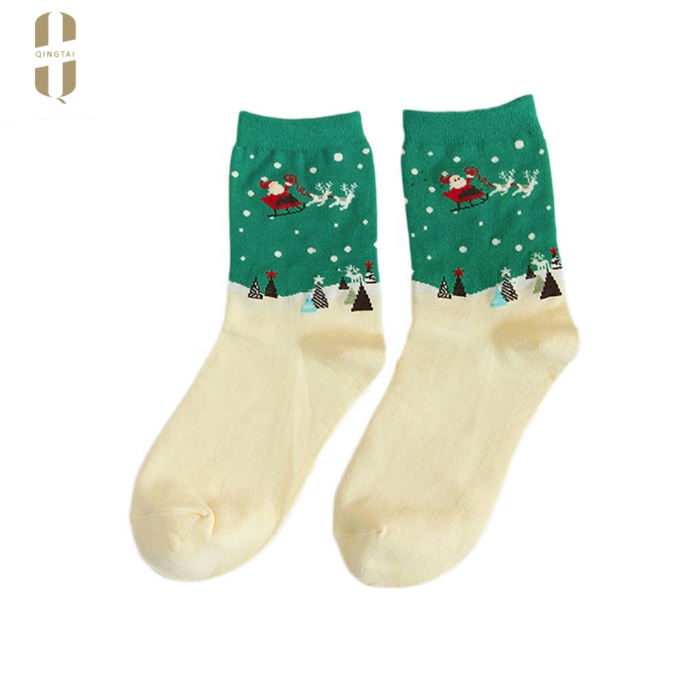 Wholesale funny colorful unisex santa claus reindeer christmas socks