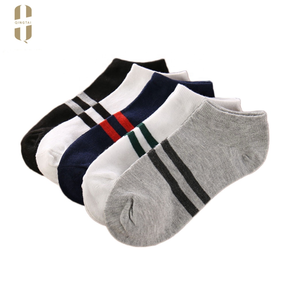 Commercial 100% cotton knitted invisible ankle mens colorful socks