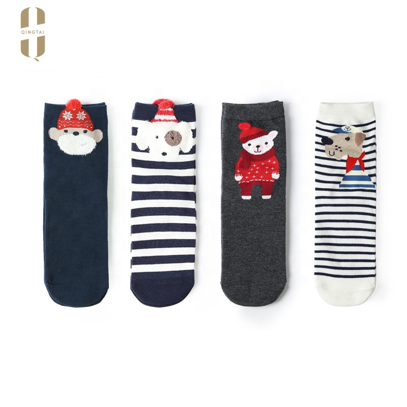 Custom Happy new year's 3d funny cartoon winter christmas socks crochet