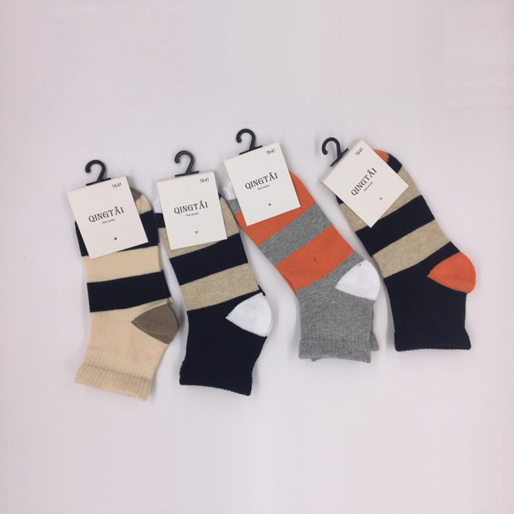 colorful striped knitted cotton womens ankle invisible socks