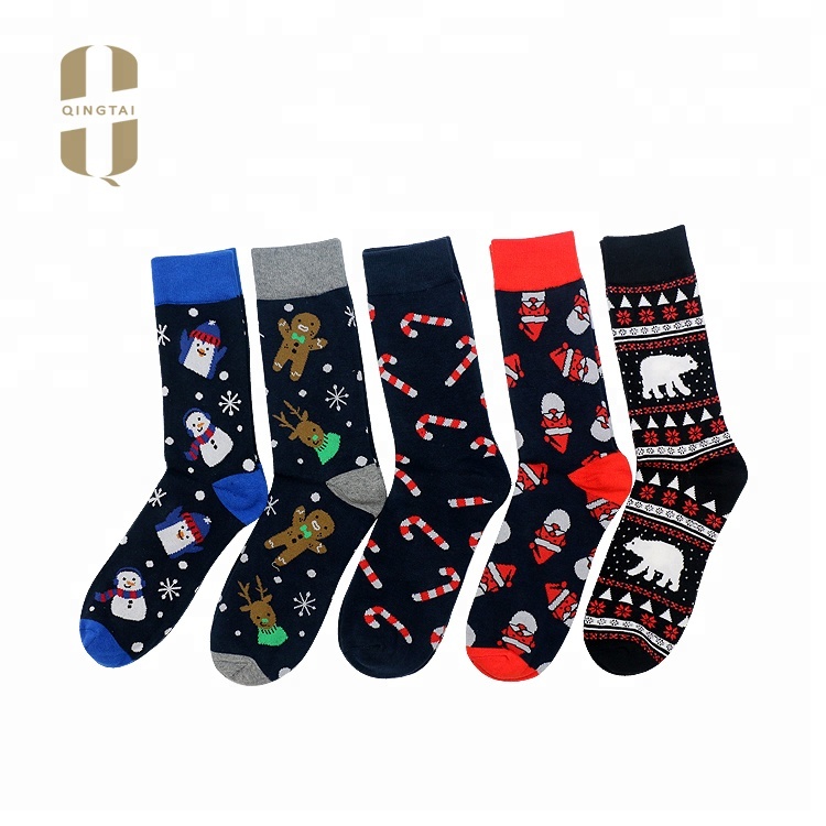 QINGTAI custom cheap price casual colorful breathable fashion mens happy socks