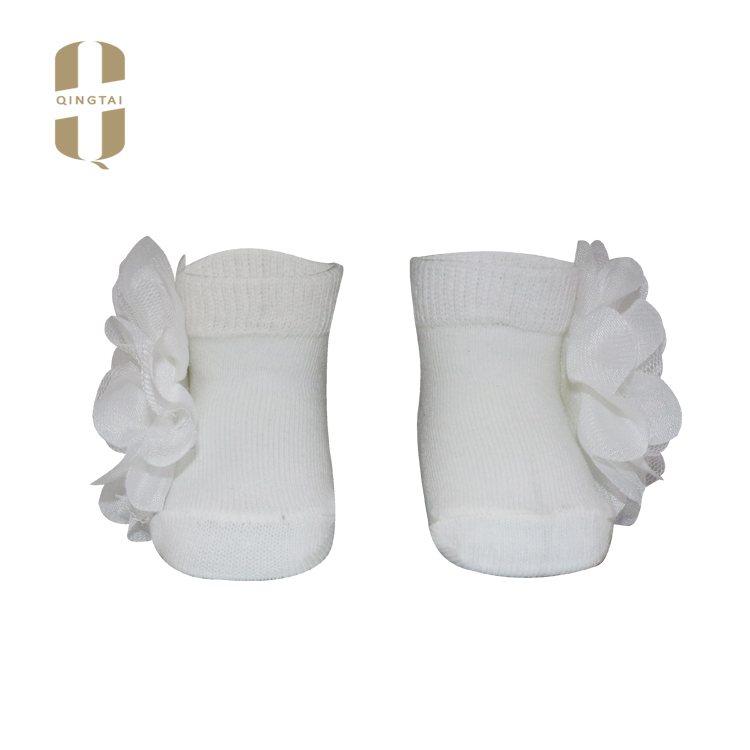 Wholesale high quality all cotton pure color kids lace socks