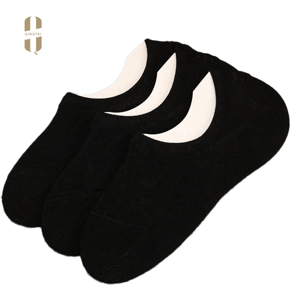 Wholesale invisible men's ship silicone rubber coated cotton socks
