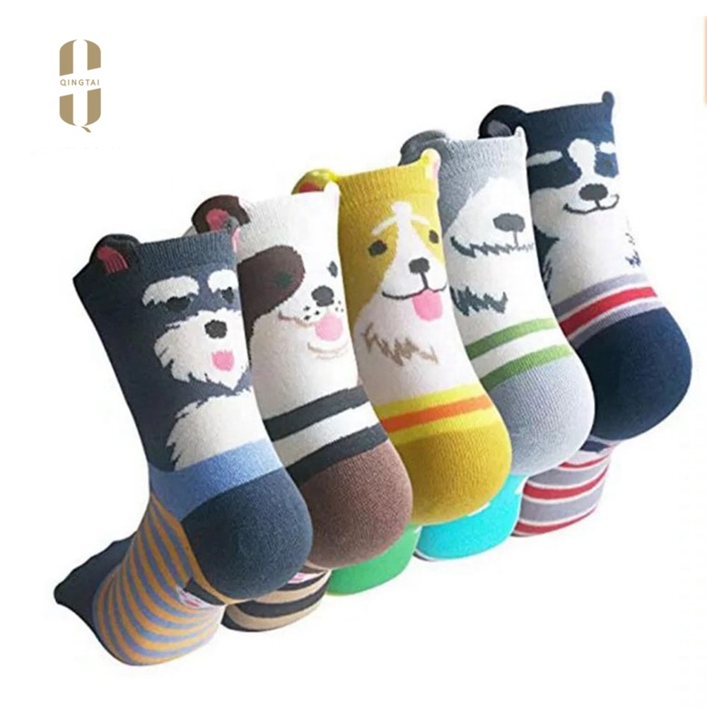 Custom hot sale cartoon animal cute dog 3d girls tube socks for women