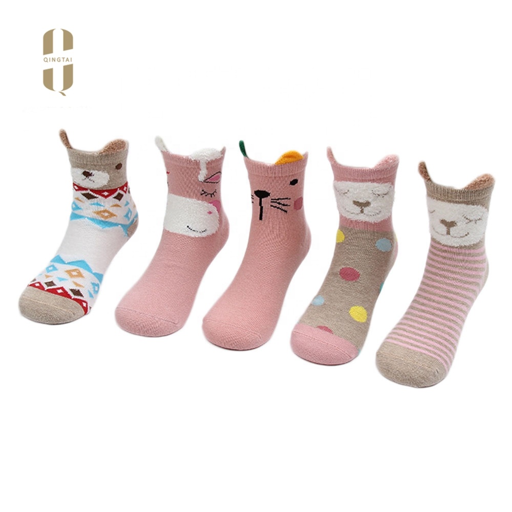 Wholesale 120N cheap cute long child kids 3d cartoon girl tube socks