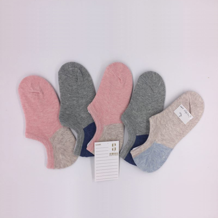 QINGTAI Wholesale cotton no show women low cut invisible socks