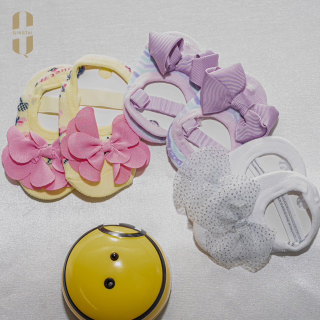Baby children cotton abllerina socks with flower and bowknot applique