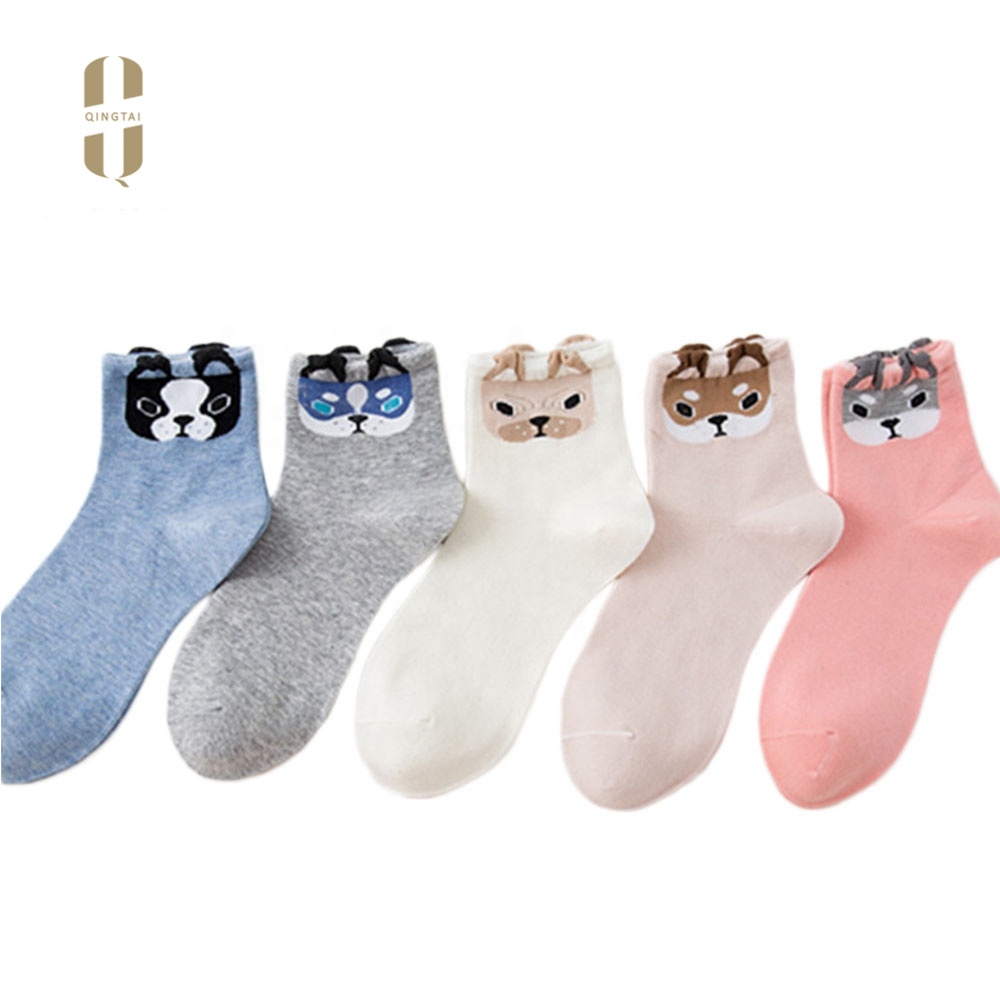 Wholesale custom animal 3d cartoon young teen girls woman cotton sock