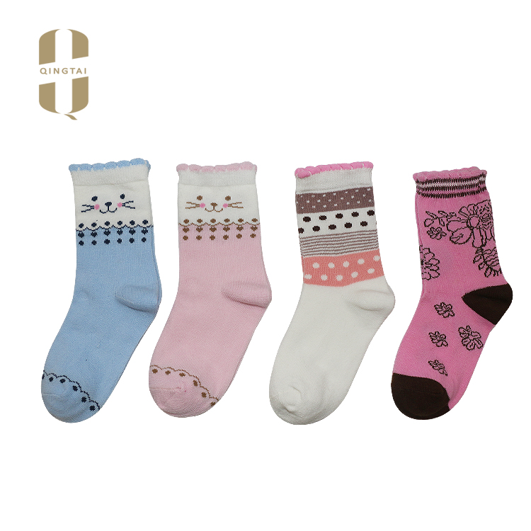 Wholesale 100% cotton colorful young teen girl tube socks with logo