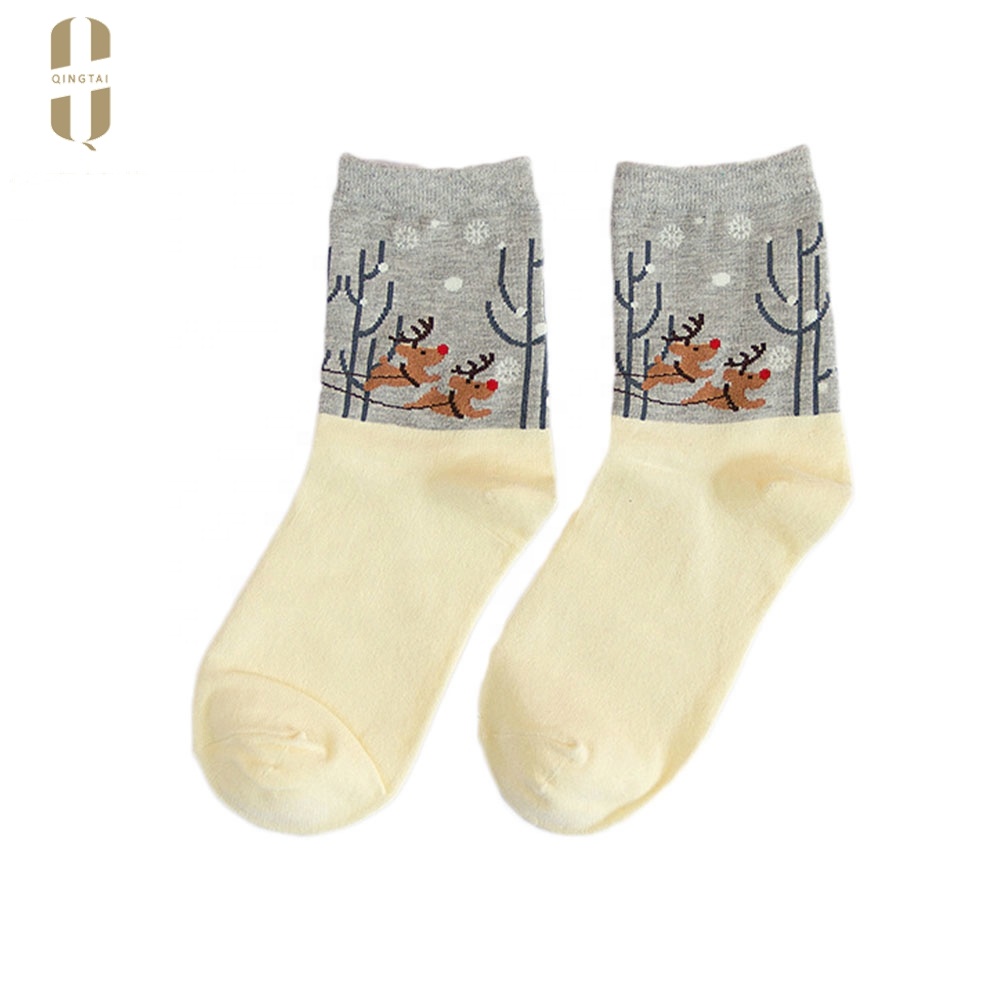 Wholesale funny colorful unisex santa claus reindeer christmas socks