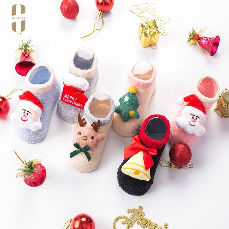 High quality anti slip sole 3d funny toddler baby christmas socks