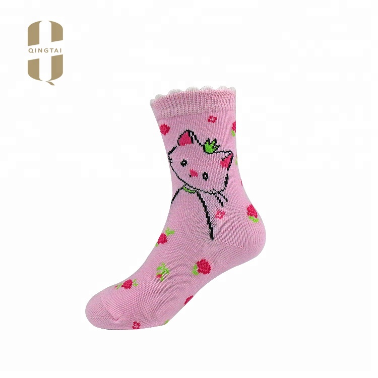 OEM service cheap custom logo cartoon cute teen kid tube sock