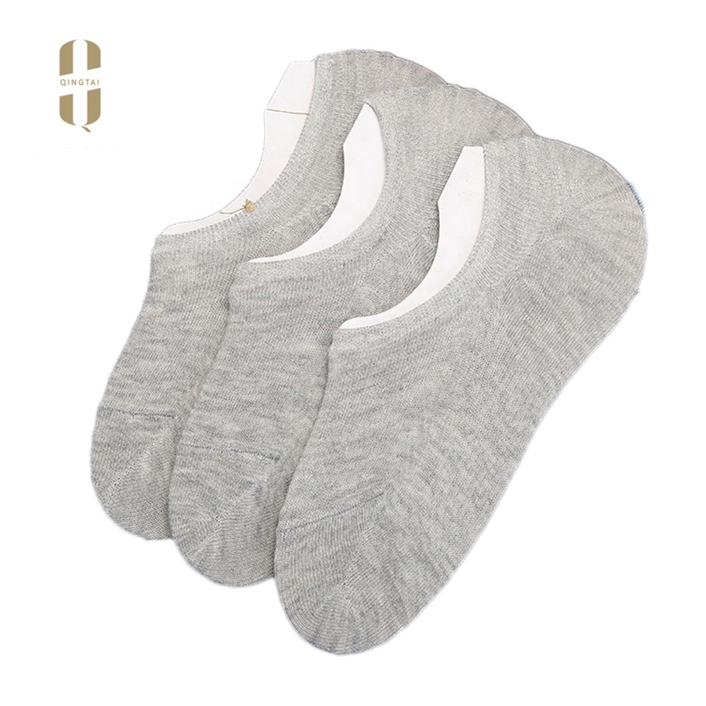 Wholesale invisible men's ship silicone rubber coated cotton socks