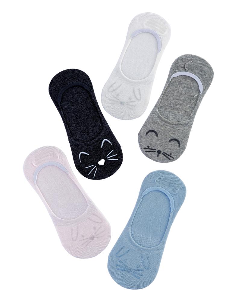 Pretty colorful cute knitted cotton invisible casual socks women